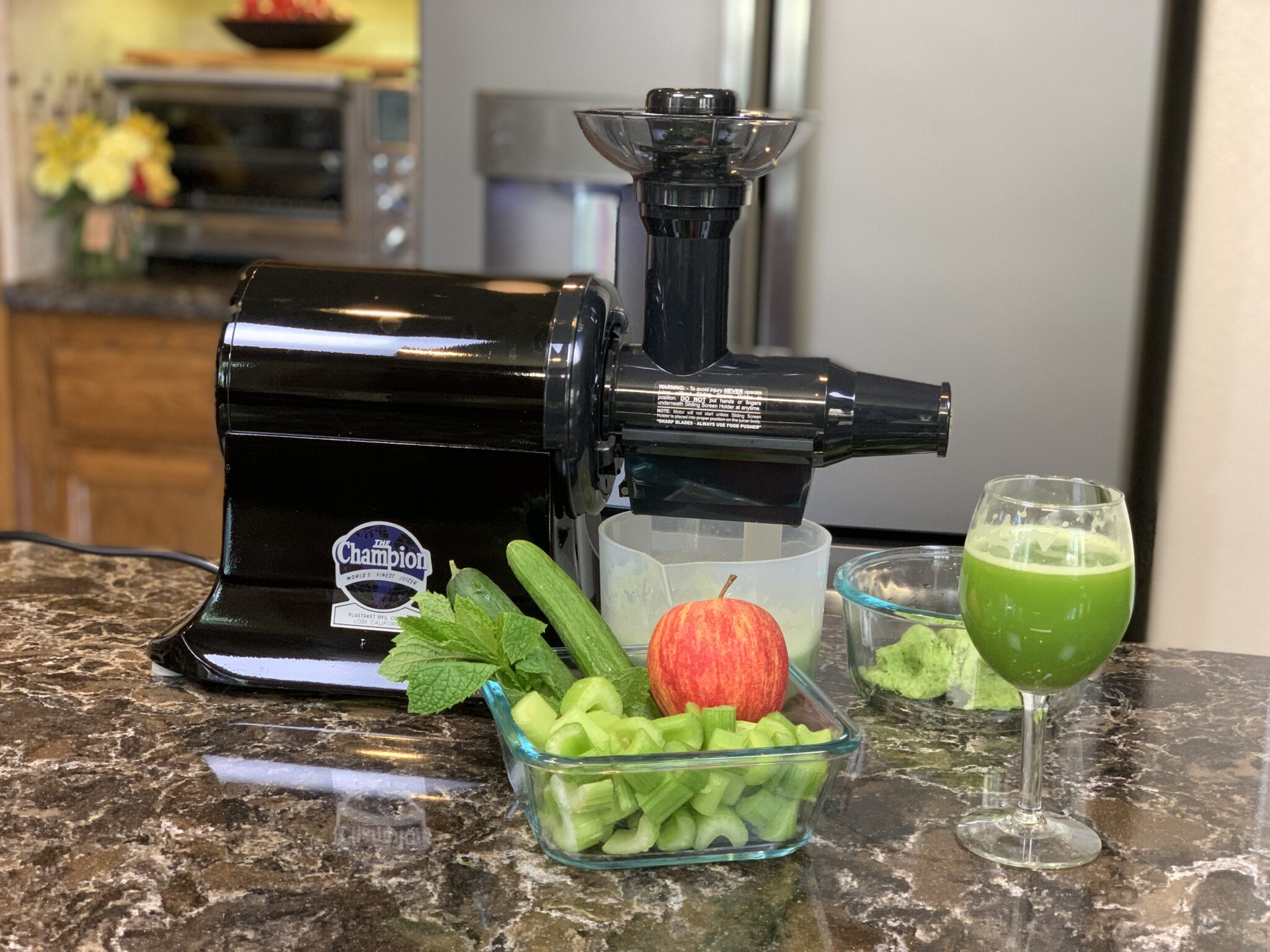 Celery Juice & Celery Cucumber Cooler In The Champion Juicer Nutmeg